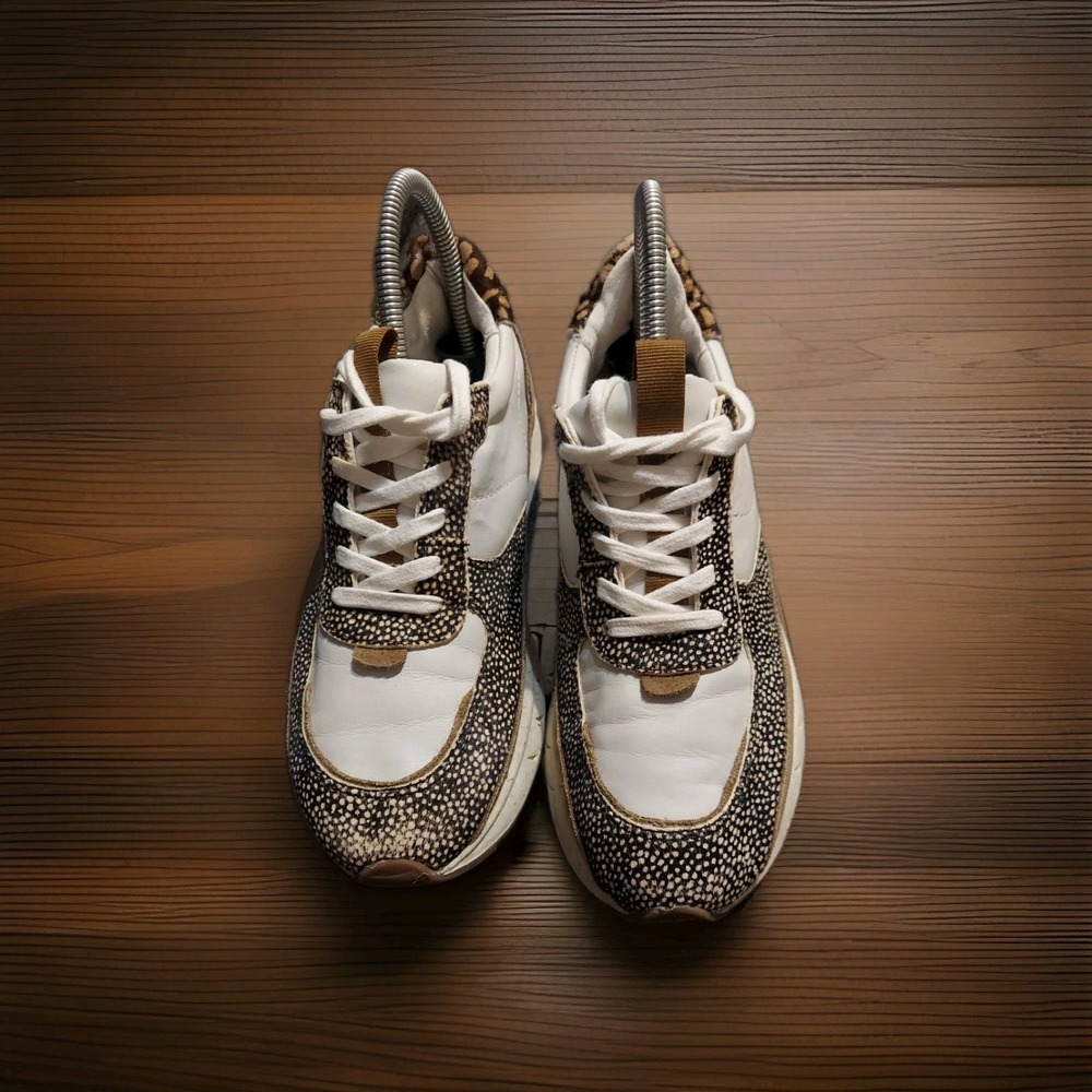 Madewell Kickoff Trainer Sneakers in Leather and Spot Mix Calf Hair size 8M
